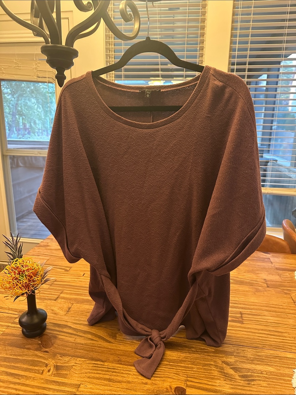 Express Mauve Knot-Front or Back Short Sleeve Top